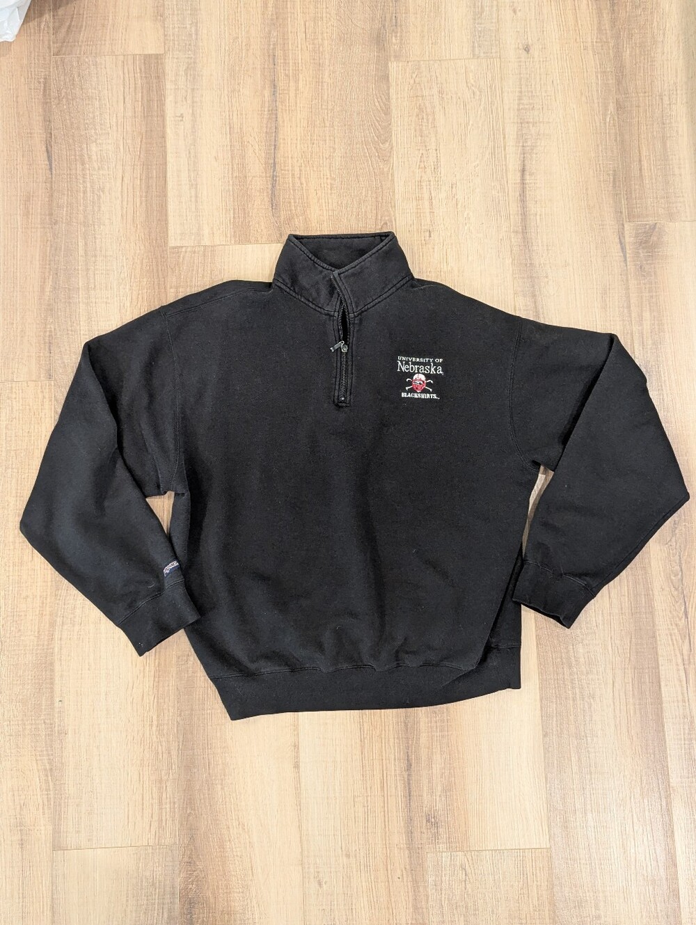 Vintage Y2K Jansport Nebraska Blackshirts Quarter Zip Sweatshirt Mens L Black